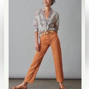 Anthropologie high rise orange denim